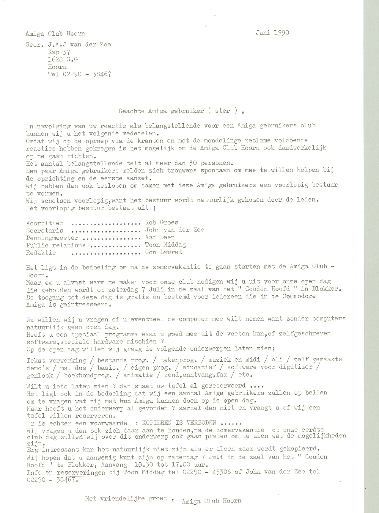 Oprichtingsfoto Amiga Club Hoorn, 1 juni 1990